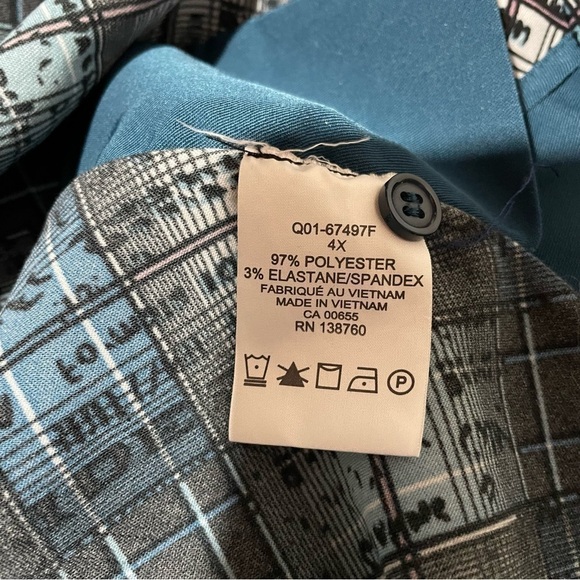 Pennington’s Teal, Black and White - V Neck - Dome Closure - Size 4X - Picture 8 of 9